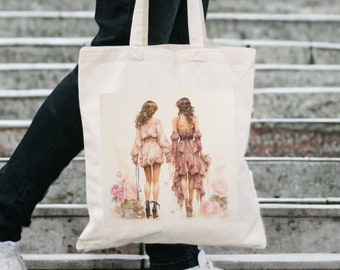 BFF Heavy Duty Tote Bag, Best Friend Shoulder Bag, Women's Tote Grocery Bag, Teacher Canvas Tote, Unisex Canvas Tote Bag, College Tote Bag