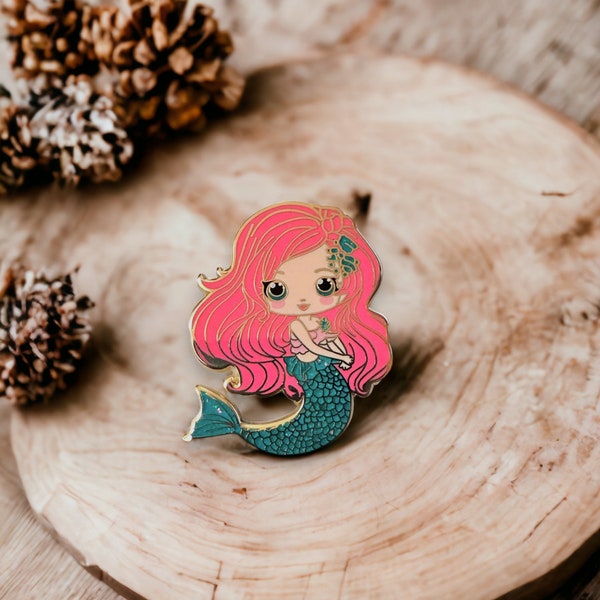 Kawaii Mermaid Enamel Pin, Cute Cartoon Lapel Pin, Mermaid Art Pin Badge, Animal Hard Enamel Pin for Tote Bag, Backpack, Hat, Jacket,