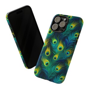 Peacock Feathers Tough Phone Case, Animal Print Phone Case, Colorful Trendy Luxury Phone Cover / iPhone 15, 14, 13, 12, 11, Samsung, MagSafe