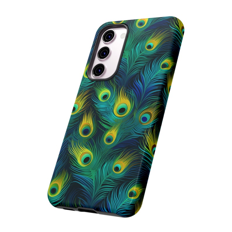 Peacock Feathers Tough Phone Case, Animal Print Phone Case, Colorful Trendy Luxury Phone Cover / iPhone 15, 14, 13, 12, 11, Samsung, MagSafe