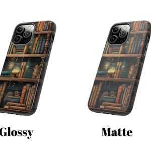 Vintage Books Bookshelves Tough Phone Case, Whimsical Dark Academia Case, Impact Resistant / iPhone 15, 14, 13, 12, 11, Samsung, MagSafe