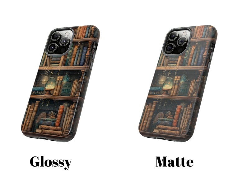 Vintage Books Bookshelves Tough Phone Case, Whimsical Dark Academia Case, Impact Resistant / iPhone 15, 14, 13, 12, 11, Samsung, MagSafe
