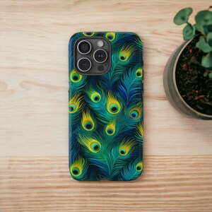 Peacock Feathers Tough Phone Case, Animal Print Phone Case, Colorful Trendy Luxury Phone Cover / iPhone 15, 14, 13, 12, 11, Samsung, MagSafe