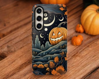 Halloween Jack-o-Lantern Art Print Tough Phone Case, Pumpkin Phone Cover, Gothic Spooky Phone Cover / iPhone 16 - 11, Samsung, MagSafe