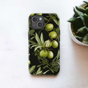 Olive Branches Tough Case, Green Botanical Phone Case, Floral Aesthetic Phone Cover / For iPhone 15, 14, 13, 12, 11, Samsung Cases, MagSafe