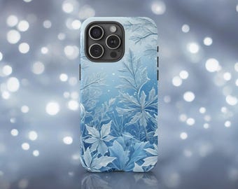 Frosty Snowflakes Christmas Phone Case, Winter Festive Phone Cover, Holiday Aesthetic Case / iPhone 16, 15, 14, 13, 12, 11, Samsung, Pixel