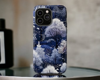 Winter Forest Tough Case, Snow Covered Trees Case, Christmas Aesthetic Phone Cover, Fit for iPhone 16, 15, 14, 13, 12, 11, Samsung, MagSafe
