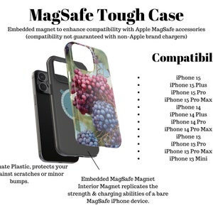 Colorful Grapes Tough Phone Case, Fruit Phone Cover, Tropical Luxury Phone Case, Grape Vines Phone Case / iPhone 15, 14, 13, 12, 11, Samsung