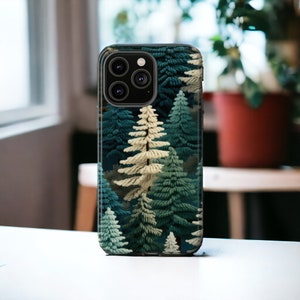 Pine Trees Tough Phone Case, Forest Phone Cover, Botanical Phone Case, Impact Resistant / iPhone 16, 15, 14, 13, 12, 11, Samsung, MagSafe