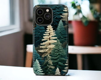Pine Trees Tough Phone Case, Forest Phone Cover, Botanical Phone Case, Impact Resistant / iPhone 16, 15, 14, 13, 12, 11, Samsung, MagSafe