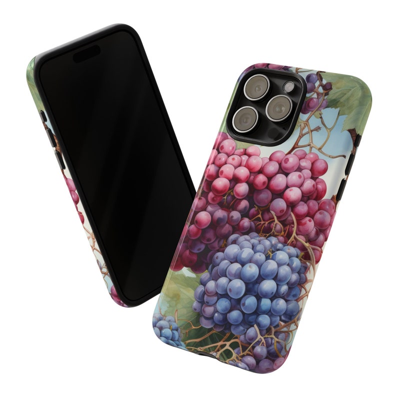 Colorful Grapes Tough Phone Case, Fruit Phone Cover, Tropical Luxury Phone Case, Grape Vines Phone Case / iPhone 15, 14, 13, 12, 11, Samsung
