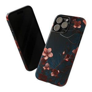 3d Red Flower Tough Phone Case, Floral Phone Cover, Christmas Trendy Aesthetic Phone Cover, Impact Resistant / Fit for iPhone 15, 14, 13, 12