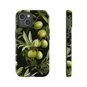 Olive Branches Tough Case, Green Botanical Phone Case, Floral Aesthetic Phone Cover / For iPhone 15, 14, 13, 12, 11, Samsung Cases, MagSafe