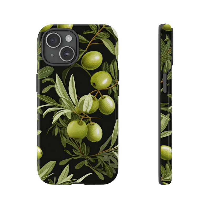 Olive Branches Tough Case, Green Botanical Phone Case, Floral Aesthetic Phone Cover / For iPhone 15, 14, 13, 12, 11, Samsung Cases, MagSafe