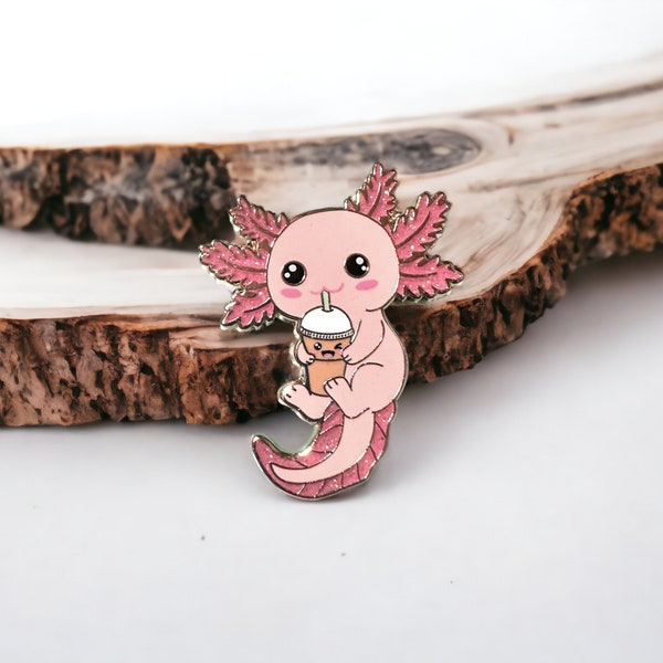 Kawaii Axolotl Enamel Pin, Cute Cartoon Lapel Pin, Pink Salamander Art Pin Badge, Animal Hard Enamel Pin for Tote Bag, Backpack, Hat, Jacket