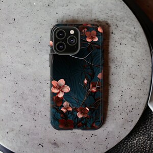 3d Red Flower Tough Phone Case, Floral Phone Cover, Christmas Trendy Aesthetic Phone Cover, Impact Resistant / Fit for iPhone 15, 14, 13, 12