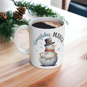 Funny Christmas Mug, 11 oz Ceramic Mug, Snowman Coffee Mug, Mug Gift, Unique Mug, Ceramic Tea Cup, Hot Chocolate Cup, Cartoon Graphic Mug