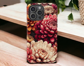Vibrant Peony Flowers Tough Phone Case, Floral Botanical Phone Cover, Impact Resistant / iPhone 15, 14, 13, 12, 11, Samsung Cases, MagSafe
