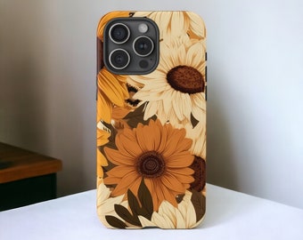 Bohemian Autumn Sunflowers MagSafe Phone Case, Fall Aesthetic Case, Boho Floral Phone Cover, Rustic Sunflowers Case / iPhone 16, 15, 14, 13