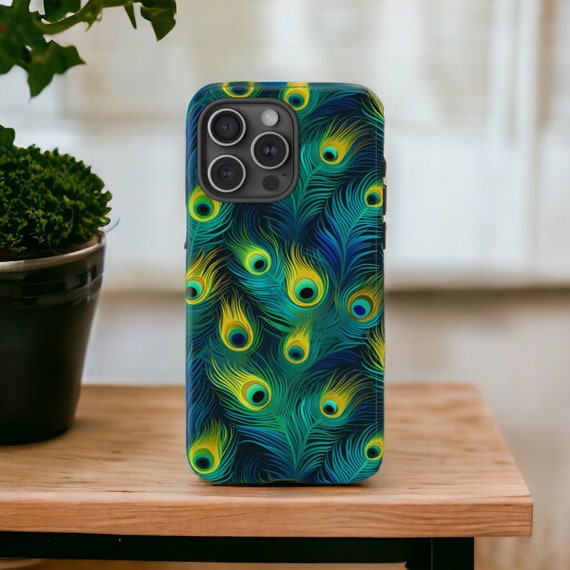 Peacock Feathers Tough Phone Case, Animal Print Case, Colorful Trendy Luxury Phone Cover / iPhone 16, 15, 14, 13, 12, 11, Samsung, MagSafe