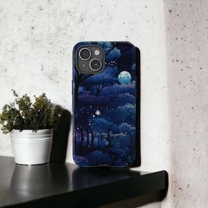 Funda resistente Enchanted Forest, funda para teléfono Starry Night, funda para teléfono Midnight Woodland / iPhone 16, 15, 14, 13, 12, 11, Samsung, Pixel