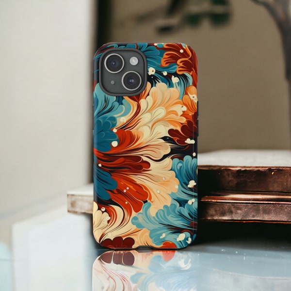 Japanese Art Tough Phone Case, Color Splash Art Phone Cover, Impact Resistant Phone Case / iPhone 15, 14, 13, 12, 11, Samsung Cases, MagSafe