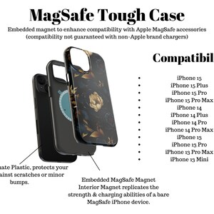 Gothic Black Gold Flowers Tough Phone Case, Floral Phone Cover, Luxury Phone Case, Impact Resistant / For iPhone 15, 14, 13, 12, 11, Samsung