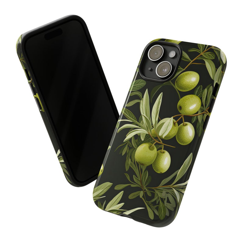 Olive Branches Tough Case, Green Botanical Phone Case, Floral Aesthetic Phone Cover / For iPhone 15, 14, 13, 12, 11, Samsung Cases, MagSafe