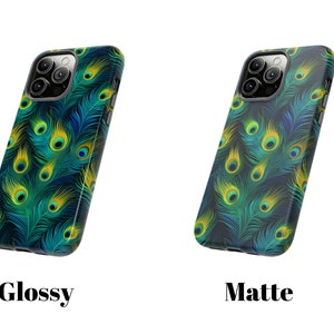 Peacock Feathers Tough Phone Case, Animal Print Phone Case, Colorful Trendy Luxury Phone Cover / iPhone 15, 14, 13, 12, 11, Samsung, MagSafe