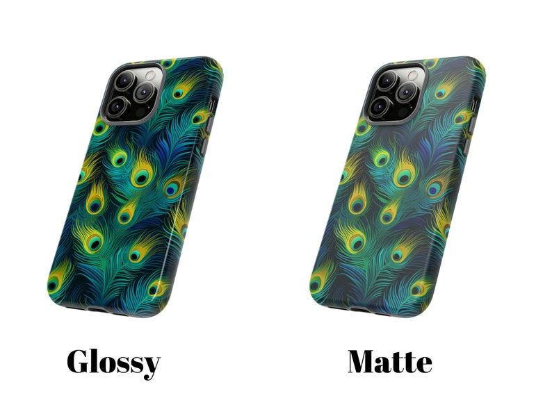 Peacock Feathers Tough Phone Case, Animal Print Phone Case, Colorful Trendy Luxury Phone Cover / iPhone 15, 14, 13, 12, 11, Samsung, MagSafe