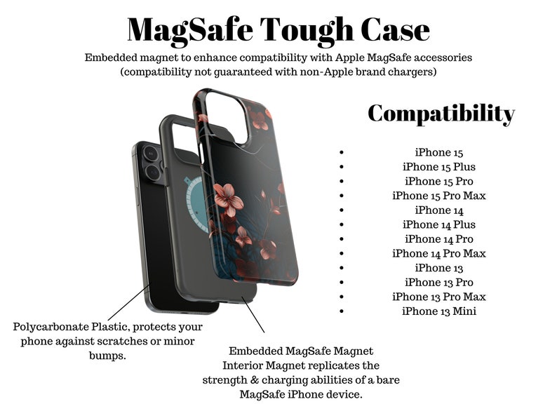 3d Red Flowers Tough Phone Case, Floral Phone Case, Luxury Case, Trendy Aesthetic Phone Cover / iPhone 15, 14, 13, 12, 11, Samsung, MagSafe