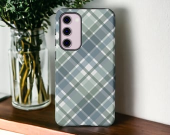 Stylish Blue Plaid Phone Case, Argyle Pattern Case, TarTan Phone Cover, Buffalo Check Case / iPhone 16, 15, 14, 13, 12, 11, Samsung, Pixel
