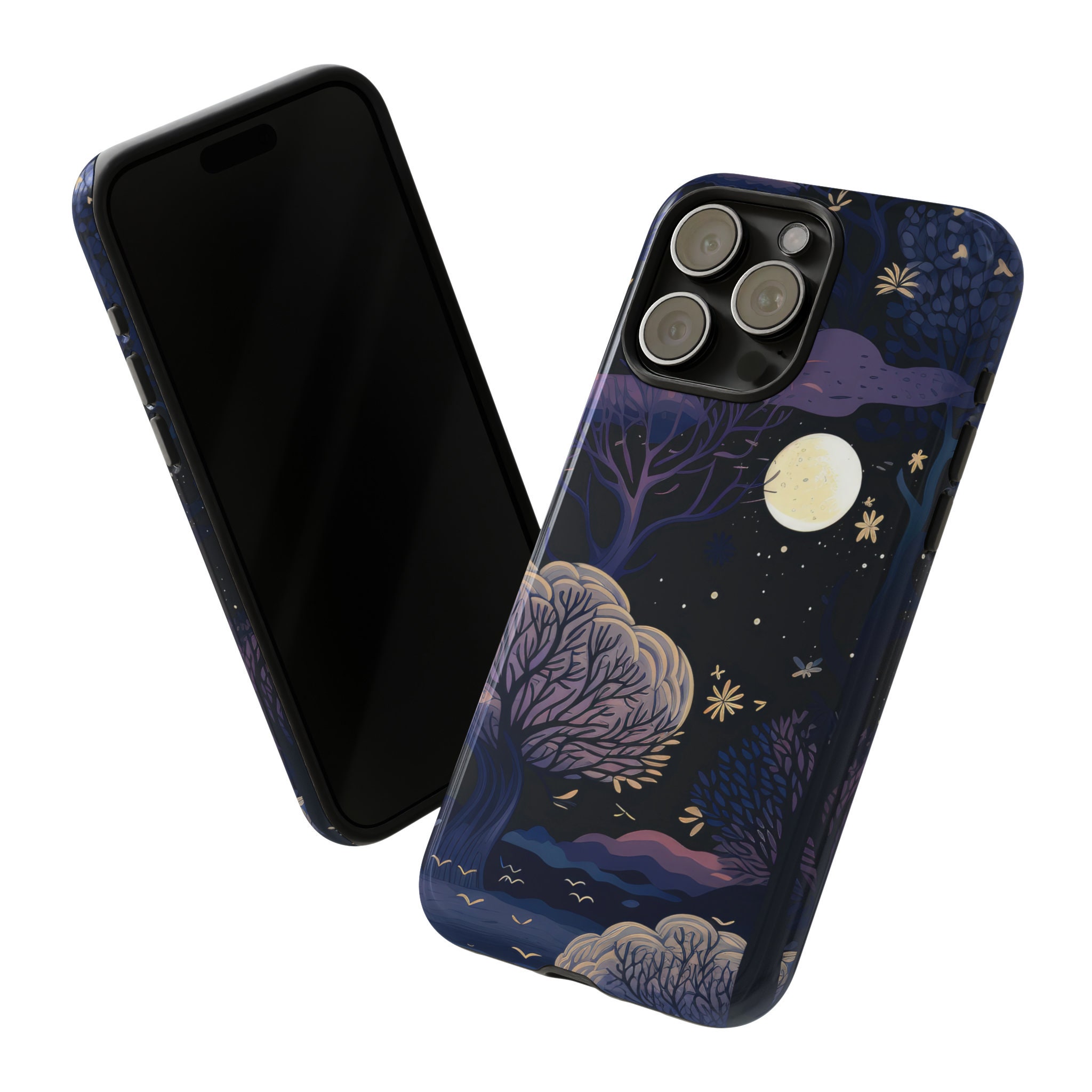 Full Moon Phone Case, Purple Forest Tree Phone Case, Nature Phone Cover ...