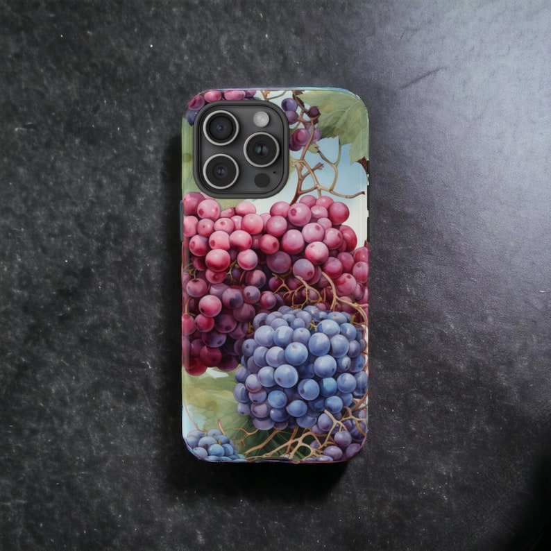 Colorful Grapes Tough Phone Case, Fruit Phone Cover, Tropical Luxury Phone Case, Grape Vines Phone Case / iPhone 15, 14, 13, 12, 11, Samsung