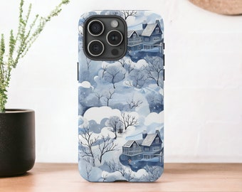 Winter Forest Tough Case, Winter Scenery Phone Case, Christmas Aesthetic Phone Cover, Fit for iPhone 15, 14, 13, 12, 11, Samsung