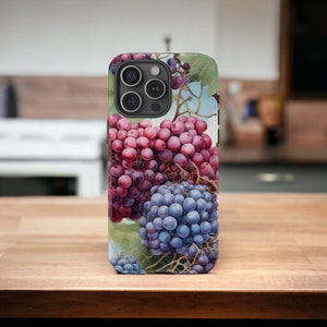 Colorful Grapes Tough Phone Case, Fruit Phone Cover, Tropical Luxury Phone Case, Grape Vines Phone Case / iPhone 15, 14, 13, 12, 11, Samsung