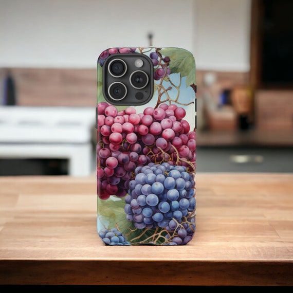 Colorful Grapes Tough Phone Case, Fruit Phone Cover, Tropical Luxury Phone Case, Grape Vines Case / iPhone 16, 15, 14, 13, 12, 11, Samsung