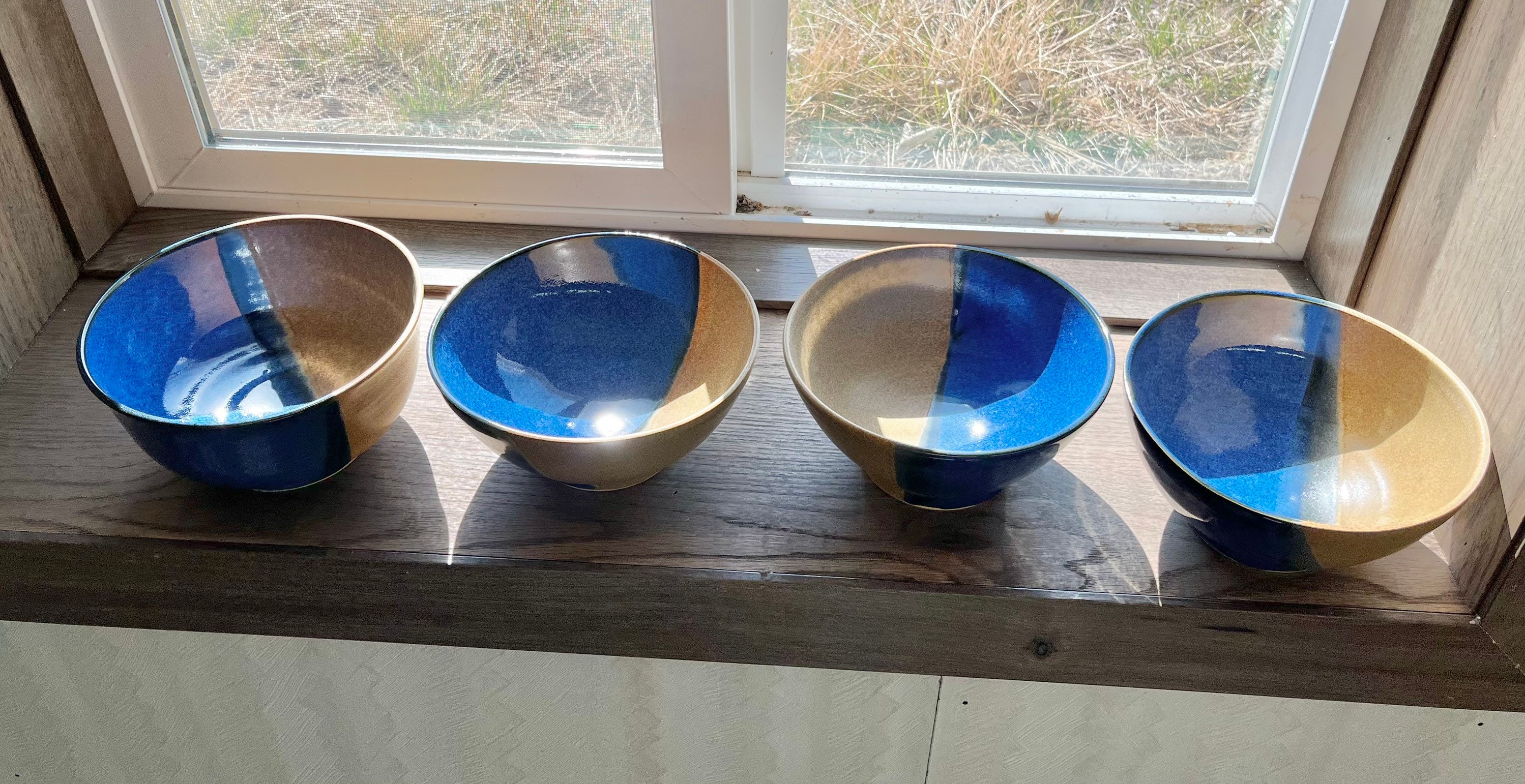 Handmade Blue/brown Ramen Bowls. 