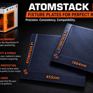 AtomStack P1 Laser Alignment Fixture Set | 455nm + 1064nm Precision Datum Plates | Repeatable Engraving Jigs