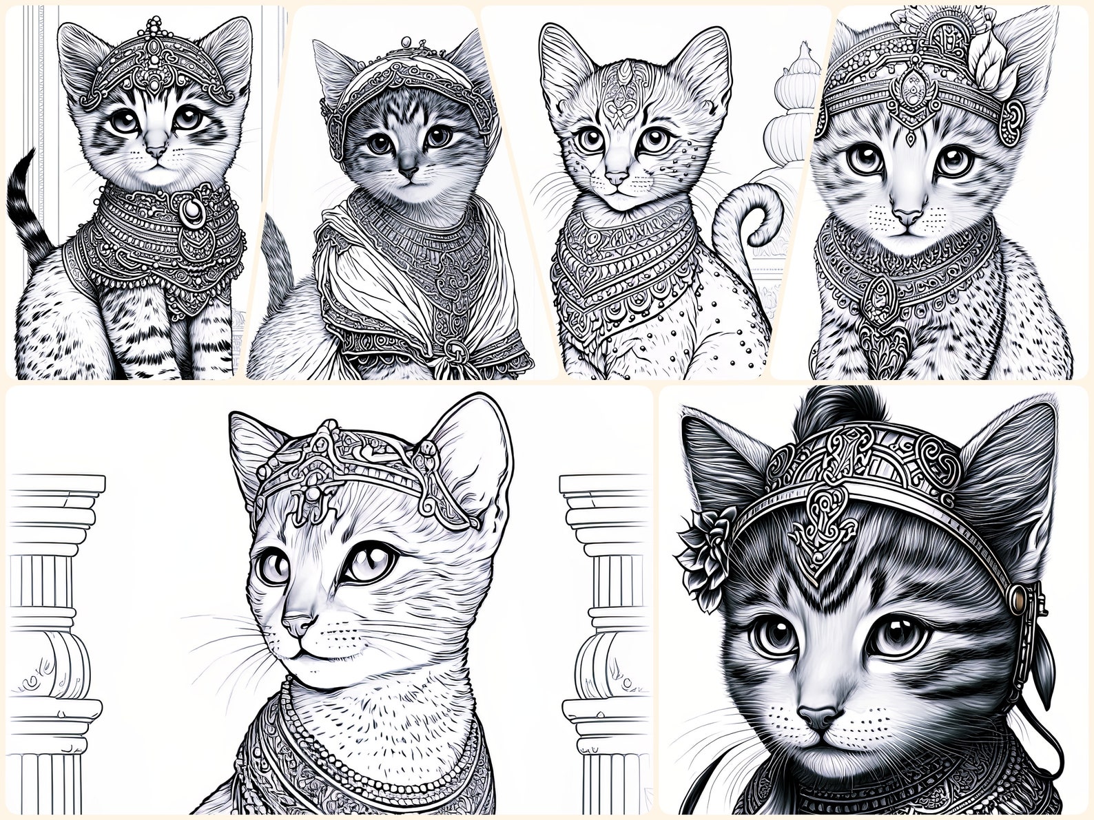 Mythical Egyptian Cat Goddess Coloring Pages for Adults and Kids ...