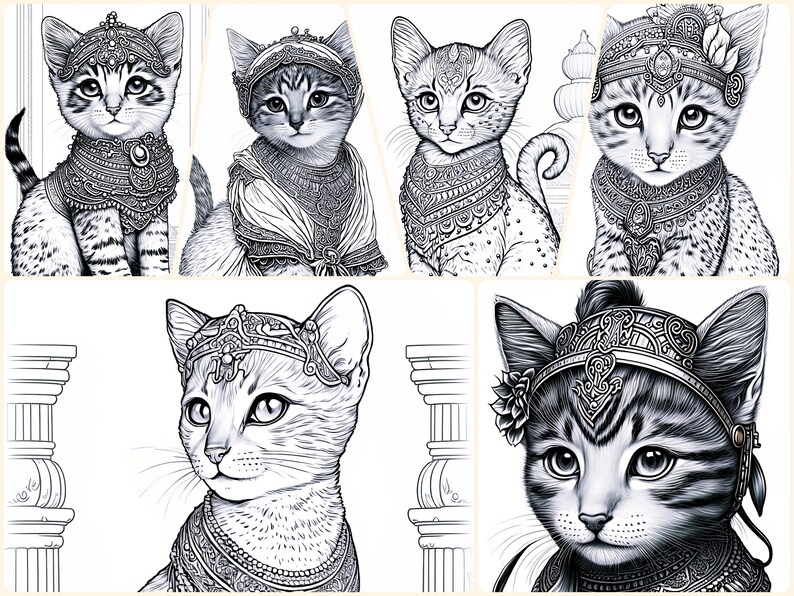 Mythical Egyptian Cat Goddess Coloring Pages for Adults and Kids ...