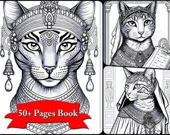 Egyptian Cat Goddess Coloring Pages Adults, Printable Cat and Kitten Coloring Pages, Mythical titan cat goddess coloring book pdf download .