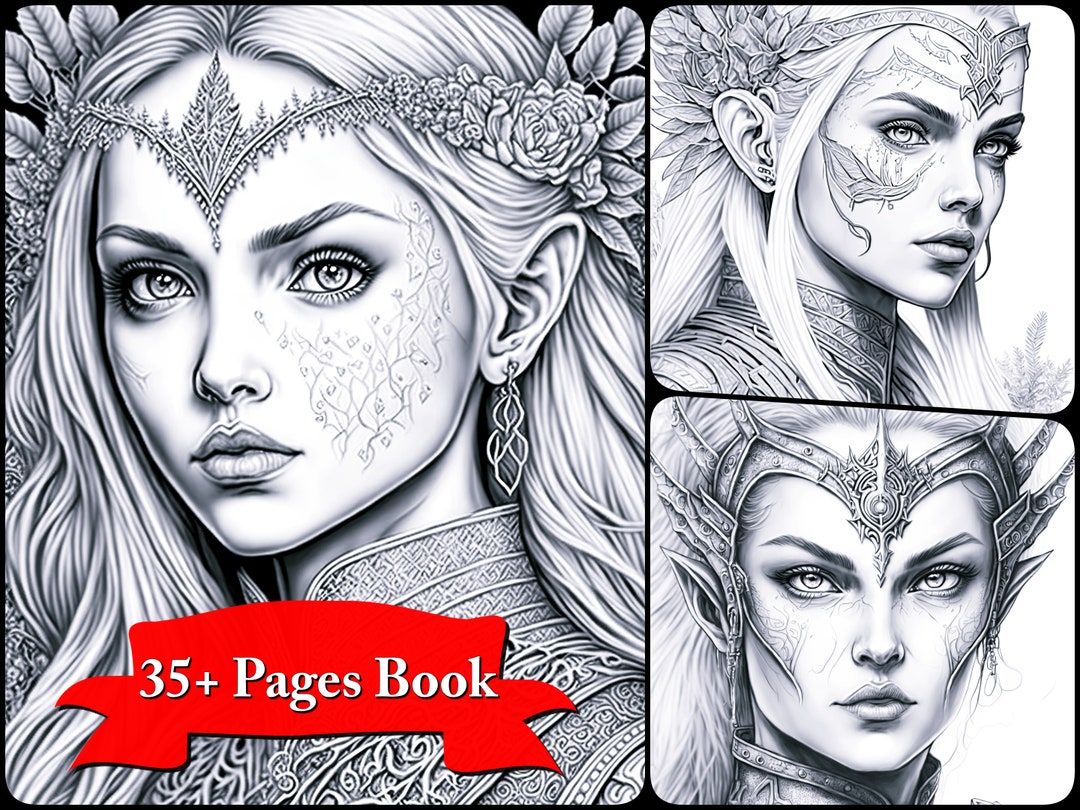 The Elf Queen: A Fantasy Adult Coloring Book, Grayscale Coloring, Adult Coloring Book, Girls ...