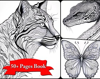 Abstract Animal Coloring Books, Unleash Your Creativity and Color Your World with Abstract wildlife 50 pages Coloring Books for adults,PDF