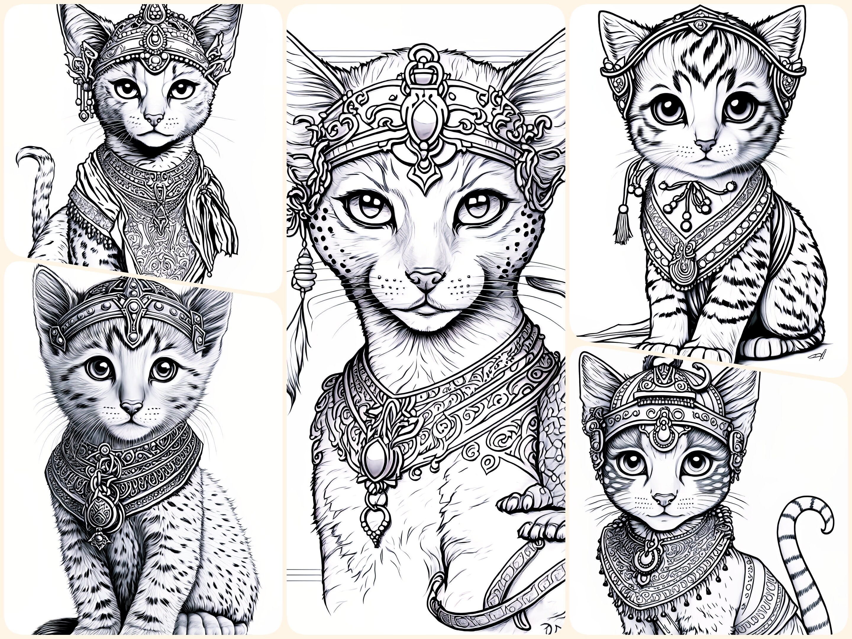 Mythical Egyptian Cat Goddess Coloring Pages for Adults and Kids ...