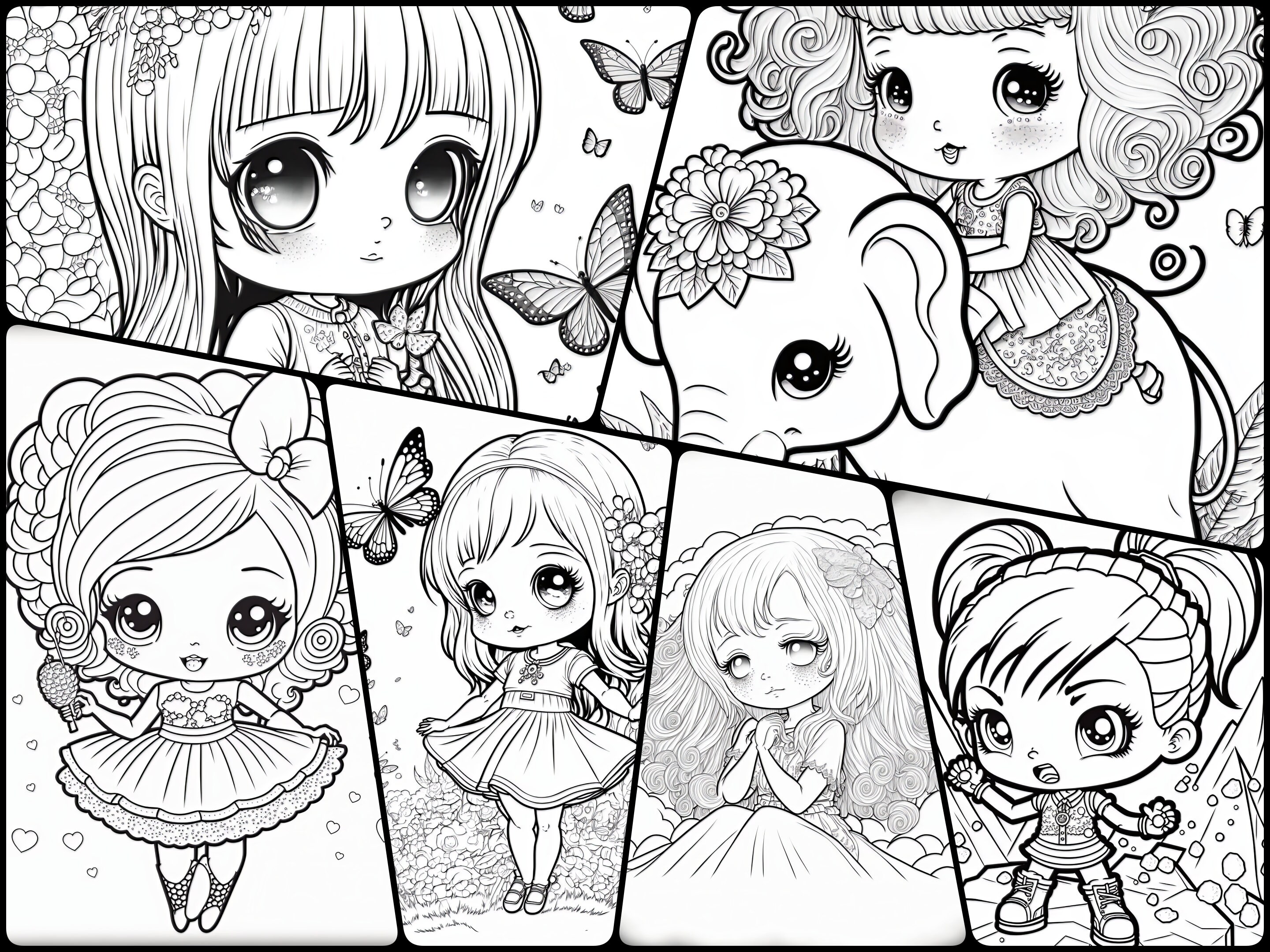 Kawaii Girls Coloring Book: A Cute Portrait Coloring Book, Kids ...