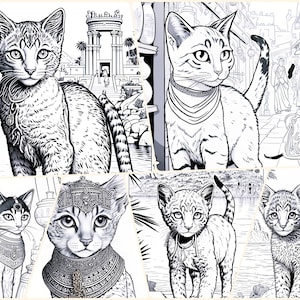 Mythical Egyptian Cat Goddess Coloring Pages for Adults and Kids ...