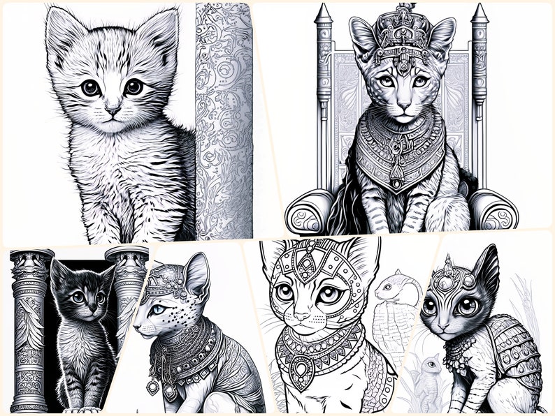 Mythical Egyptian Cat Goddess Coloring Pages for Adults and Kids ...