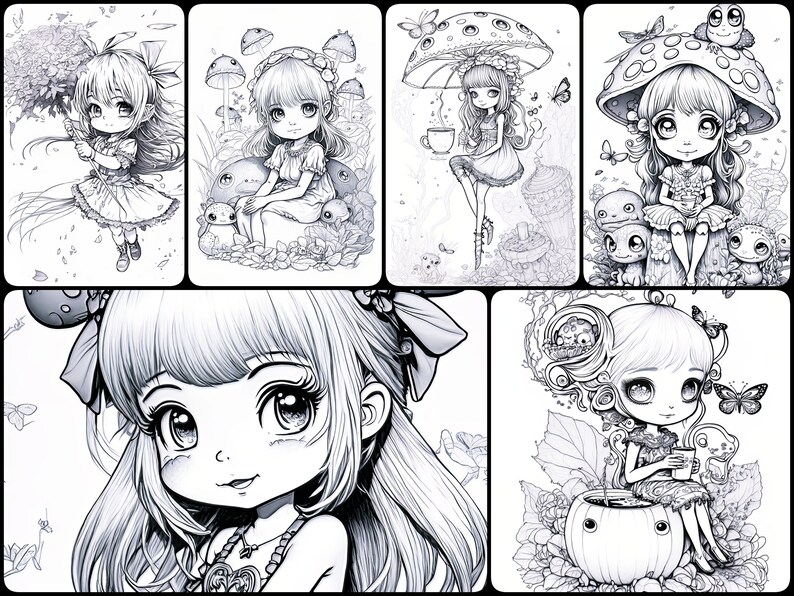 Whimsical Anime Coloring Books for Kids and Adults, Anime Character ...