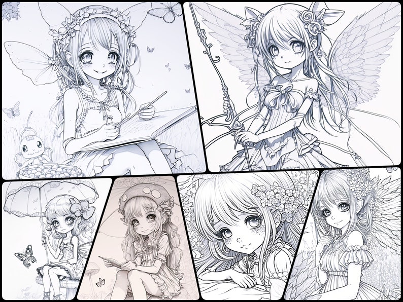 Cute Anime Coloring Books for Kids and Adults Color Your - Etsy